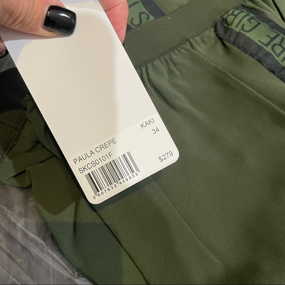 NWT Zadig & Voltaire army green black logo stripe Paula crepe pants size 34 / S - Picture 6 of 12